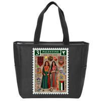 Palestine Stamp Retro Palestine Women Palestinian Flag Gaza Zip Tote Bag