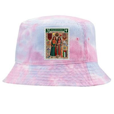 Palestine Stamp Retro Palestine Women Palestinian Flag Gaza Tie-Dyed Bucket Hat