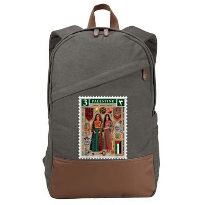 Palestine Stamp Retro Palestine Women Palestinian Flag Gaza Cotton Canvas Backpack