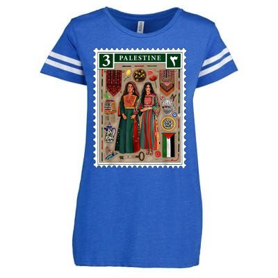 Palestine Stamp Retro Palestine Women Palestinian Flag Gaza Enza Ladies Jersey Football T-Shirt