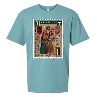 Palestine Stamp Retro Palestine Women Palestinian Flag Gaza Sueded Cloud Jersey T-Shirt