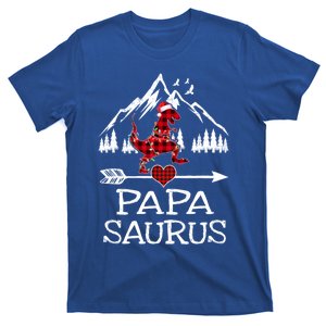 Papa Saurus Red Plaid T Rex Dinosaur Family Pajamas Xmas Gift T-Shirt