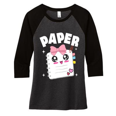 Paper Scissors Rock Halloween Costumes Group Family Women's Tri-Blend 3/4-Sleeve Raglan Shirt