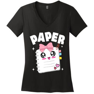 Paper Scissors Rock Halloween Costumes Group Family Women's V-Neck T-Shirt