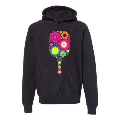 Pickleball Sports Racquet Racket Paddle Flowers Premium Hoodie