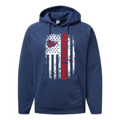 Pediatrics Squad Registered Nurse American Flag For Doctor Cute Gift Performance Fleece Hoodie