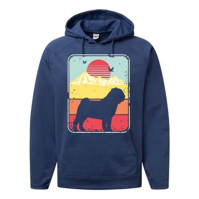 Pug Shirts Retro Style Performance Fleece Hoodie