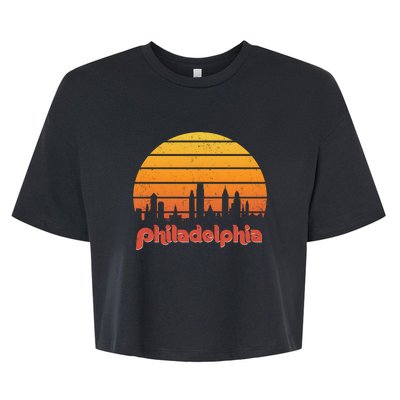 Philadelphia Skyline Retro Sunset Vintage Philly Bella+Canvas Jersey Crop Tee