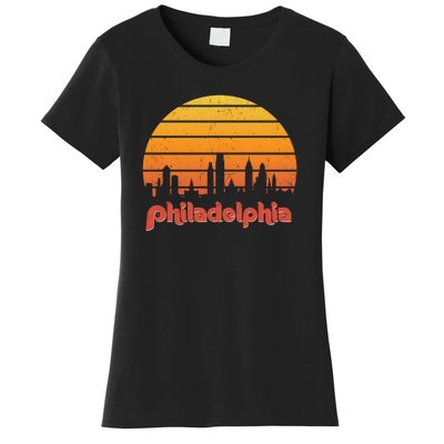 Philadelphia Skyline Retro Sunset Vintage Philly Women's T-Shirt