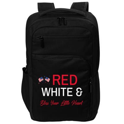 Patriotic Southern Red White And Bless Your Little Heart Funny Gift Impact Tech Backpack