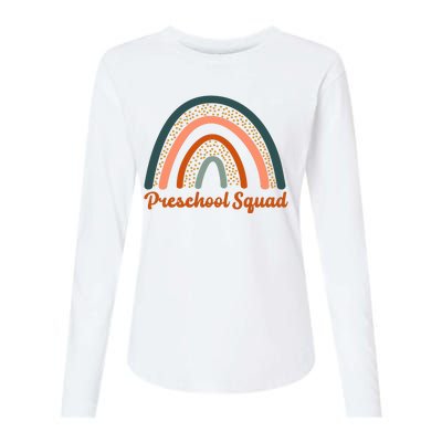 Preschool Squad Rainbow Back To School Womens Cotton Relaxed Long Sleeve T-Shirt