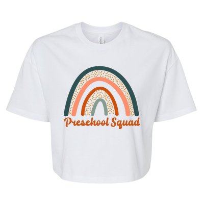 Preschool Squad Rainbow Back To School Bella+Canvas Jersey Crop Tee