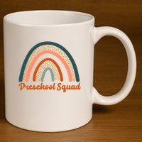 Preschool Squad Rainbow Back To School 11oz C Handle Ceramic Mug