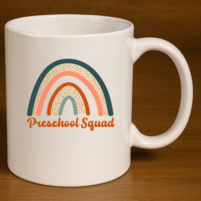 Preschool Squad Rainbow Back To School 11oz C Handle Ceramic Mug