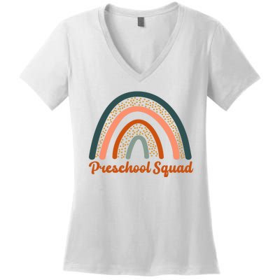 Preschool Squad Rainbow Back To School Women's V-Neck T-Shirt