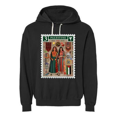 Palestine Stamp Retro Palestine Women Palestinian Flag Gaza Garment-Dyed Fleece Hoodie