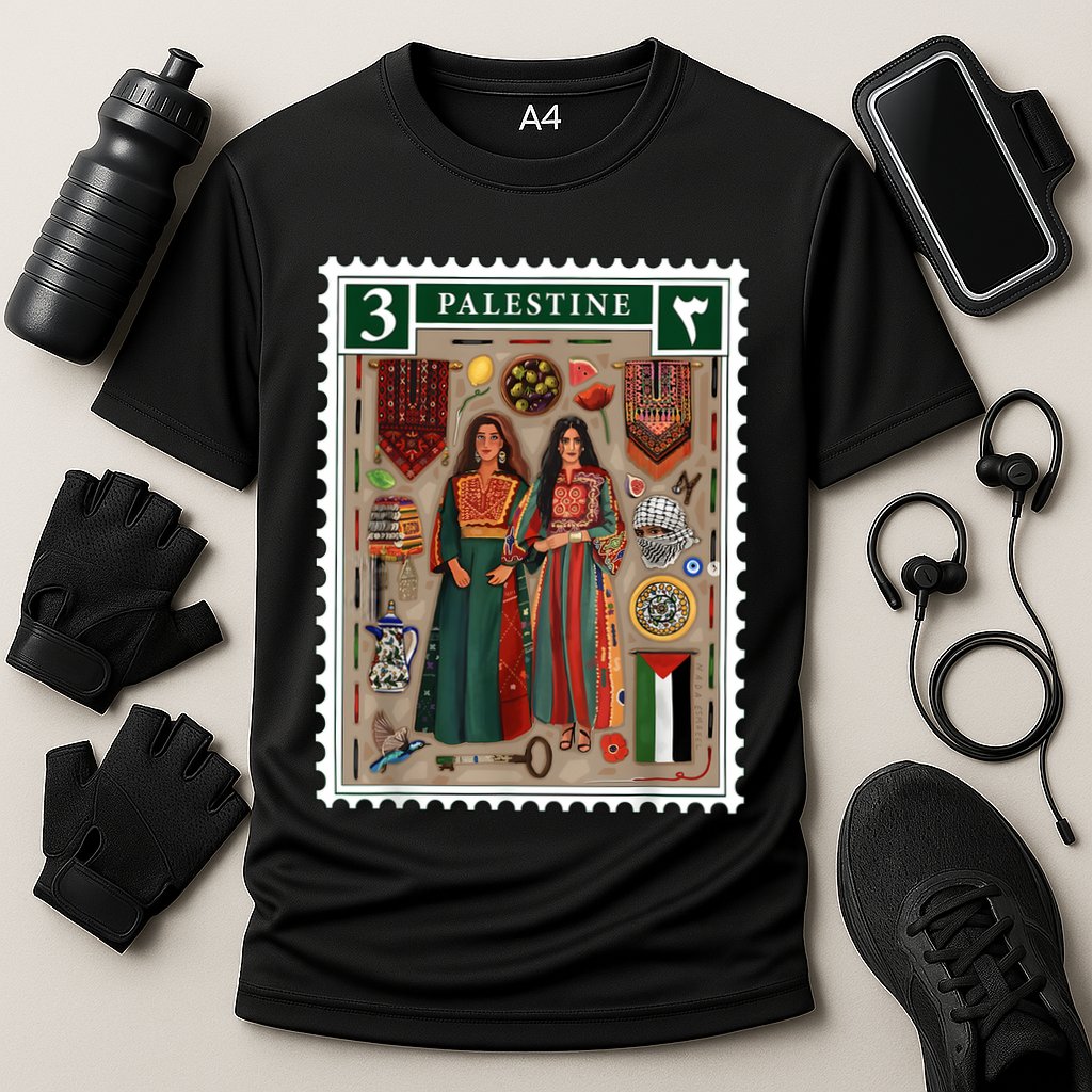 Palestine Stamp Retro Palestine Women Palestinian Flag Gaza Cooling Performance Crew T-Shirt