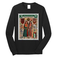 Palestine Stamp Retro Palestine Women Palestinian Flag Gaza Long Sleeve Shirt