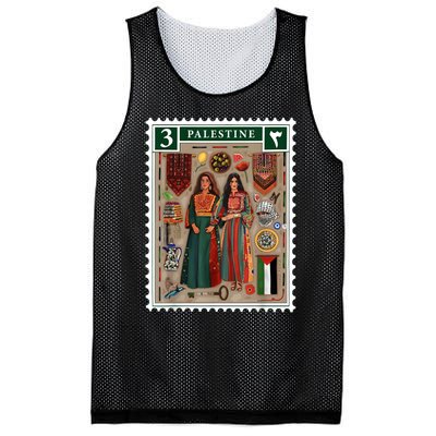 Palestine Stamp Retro Palestine Women Palestinian Flag Gaza Mesh Reversible Basketball Jersey Tank