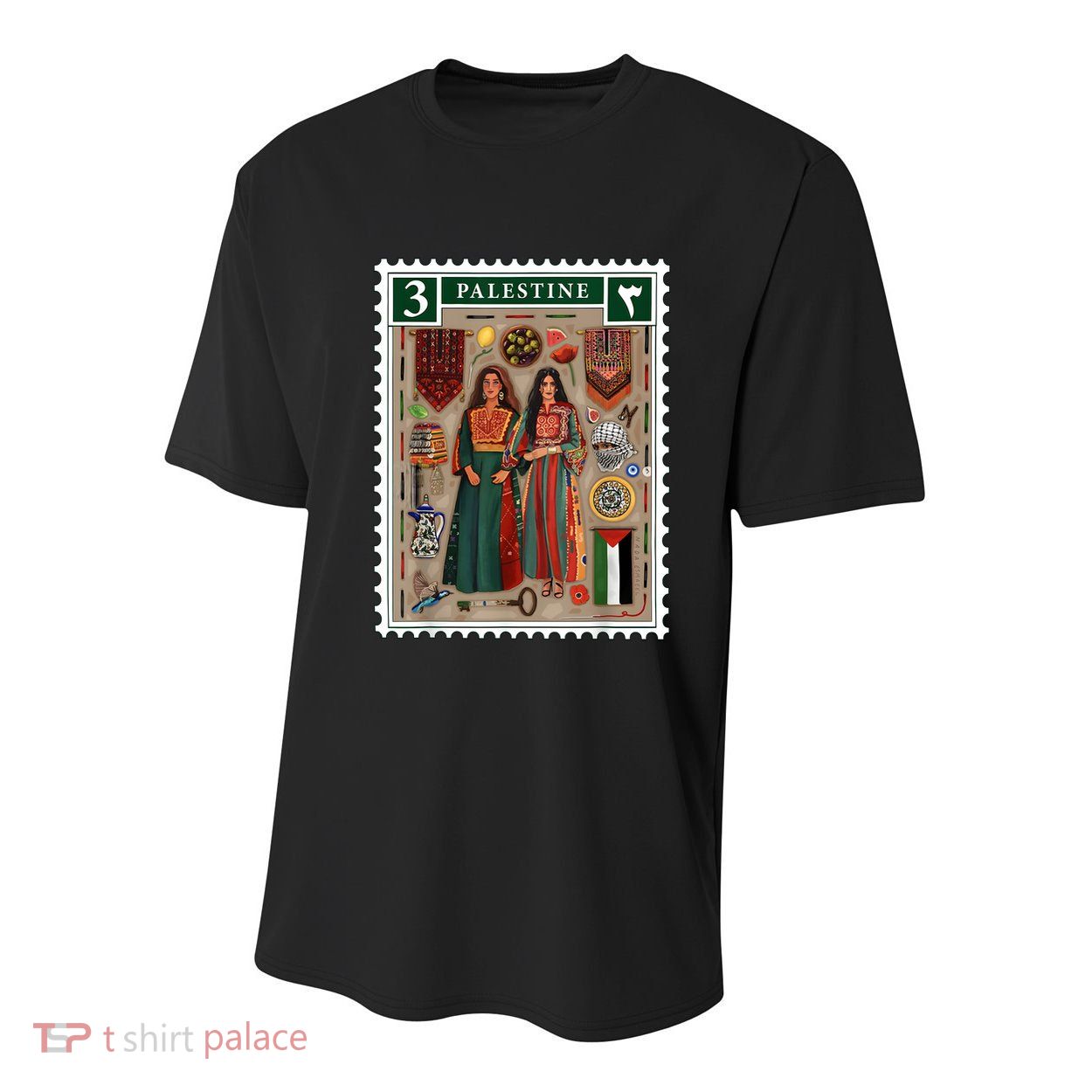 Palestine Stamp Retro Palestine Women Palestinian Flag Gaza Youth Performance Sprint T-Shirt