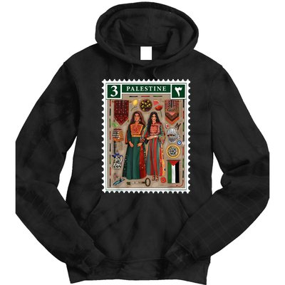 Palestine Stamp Retro Palestine Women Palestinian Flag Gaza Tie Dye Hoodie