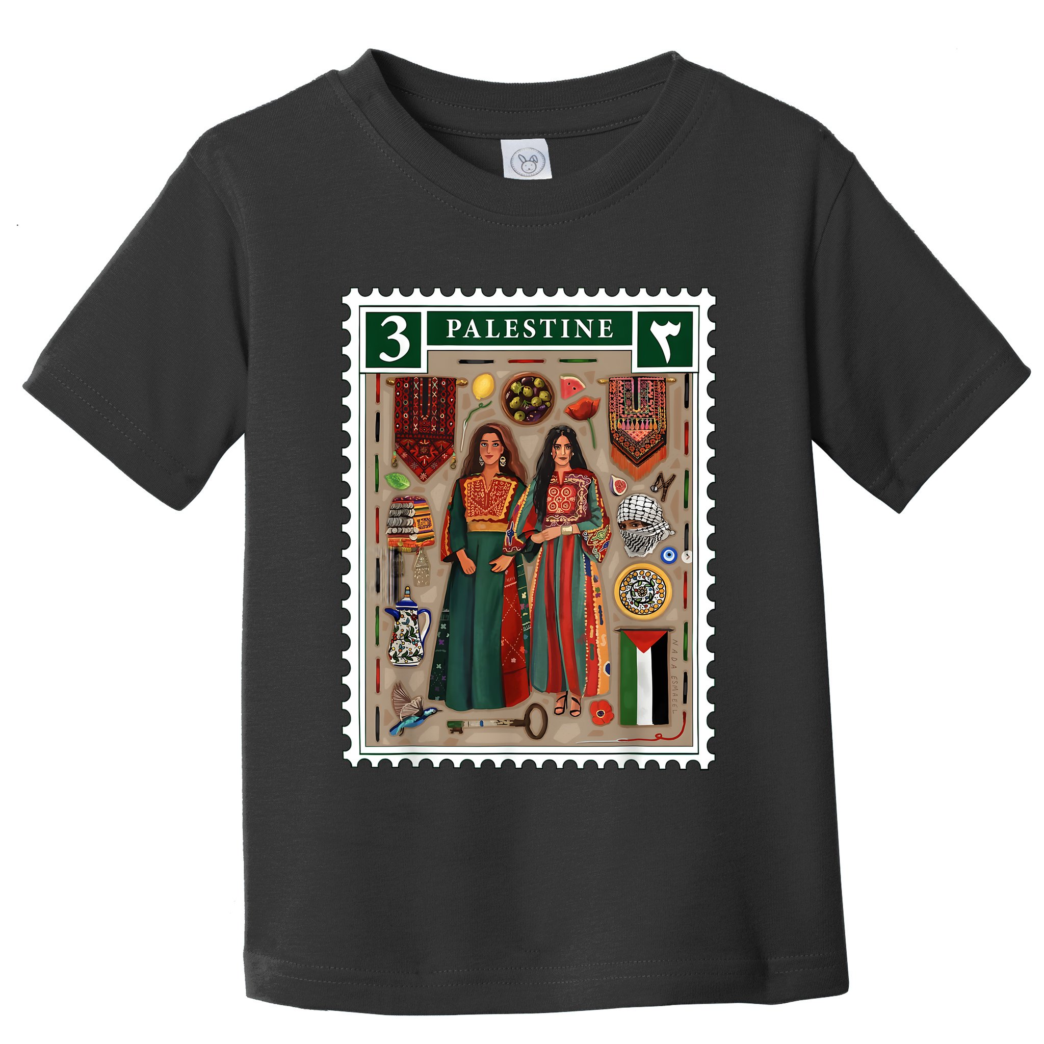 Palestine Stamp Retro Palestine Women Palestinian Flag Gaza Toddler T-Shirt