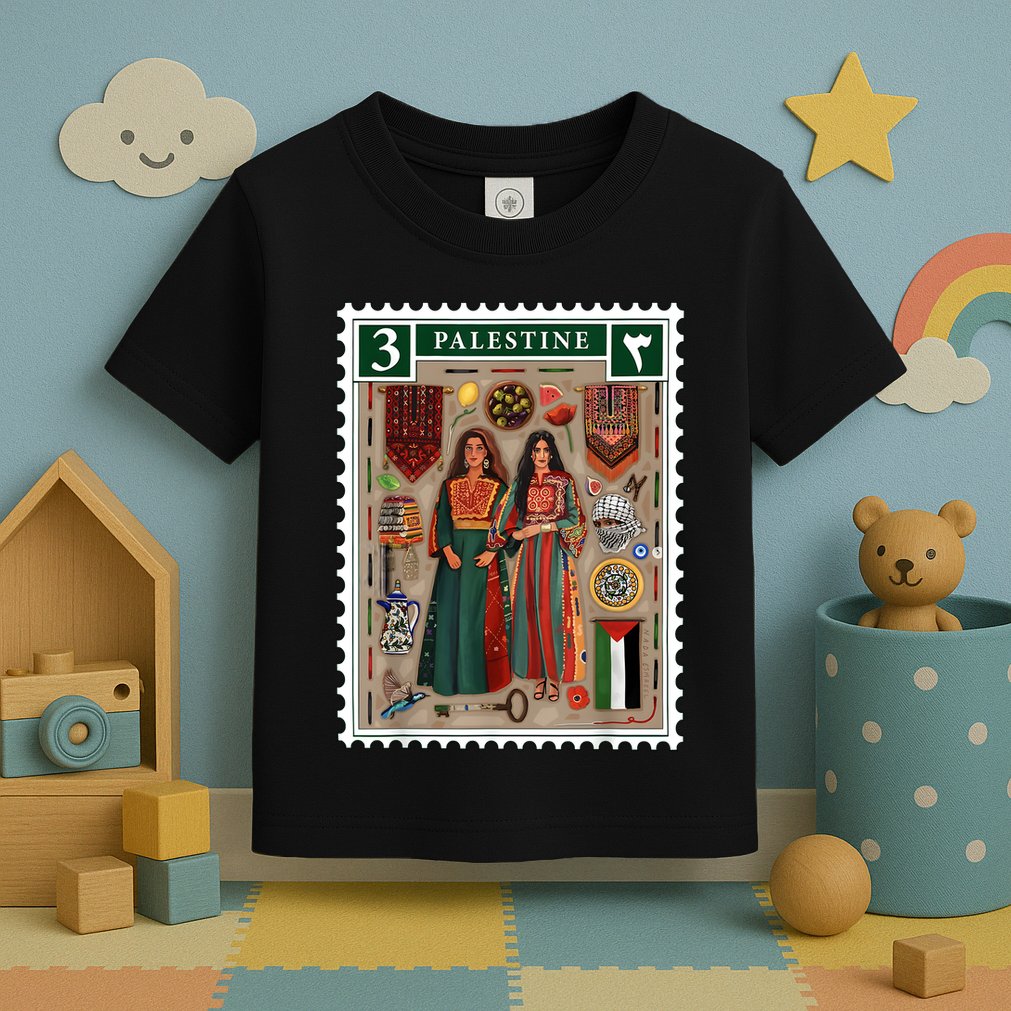 Palestine Stamp Retro Palestine Women Palestinian Flag Gaza Toddler T-Shirt