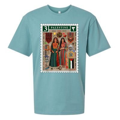 Palestine Stamp Retro Palestine Women Palestinian Flag Gaza Sueded Cloud Jersey T-Shirt