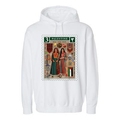 Palestine Stamp Retro Palestine Women Palestinian Flag Gaza Garment-Dyed Fleece Hoodie