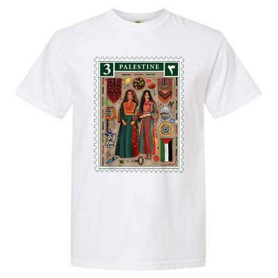 Palestine Stamp Retro Palestine Women Palestinian Flag Gaza Garment-Dyed Heavyweight T-Shirt