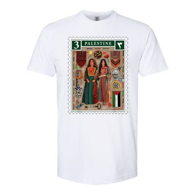 Palestine Stamp Retro Palestine Women Palestinian Flag Gaza Softstyle CVC T-Shirt