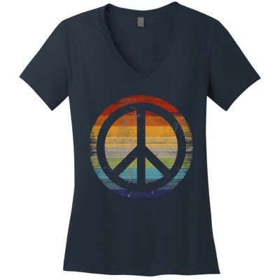 Peace Symbol Retro Women's V-Neck T-Shirt