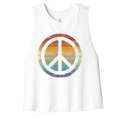 Peace Symbol Retro Women's Racerback Cropped Tank