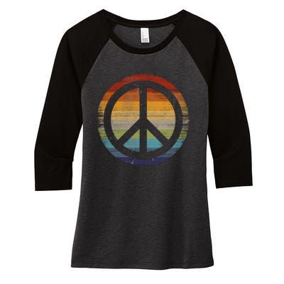 Peace Symbol Retro Women's Tri-Blend 3/4-Sleeve Raglan Shirt