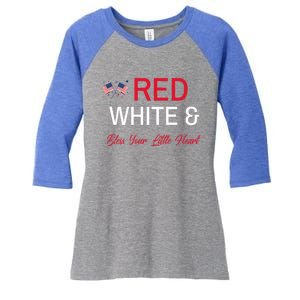 Patriotic Southern Red White And Bless Your Little Heart Funny Gift Women's Tri-Blend 3/4-Sleeve Raglan Shirt