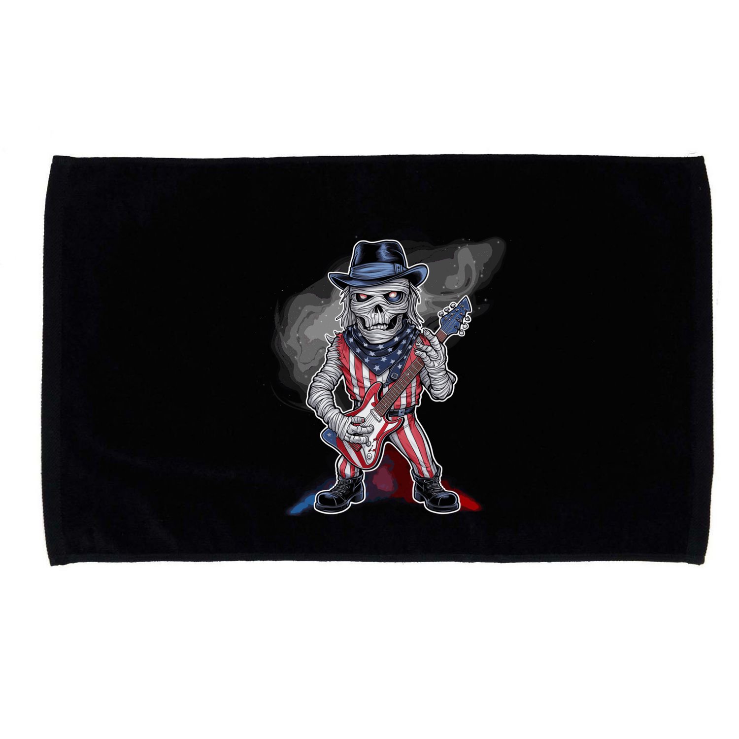 Patriotic Skeleton Rocker Guitar American Flag Halloween Gift Microfiber Hand Towel