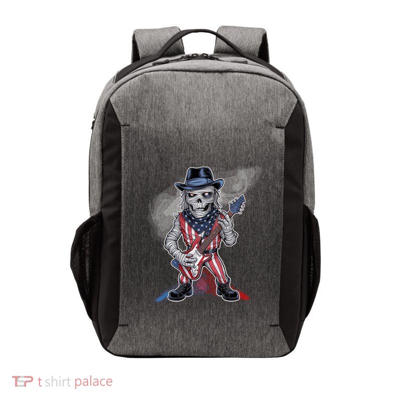 Patriotic Skeleton Rocker Guitar American Flag Halloween Gift Vector Backpack