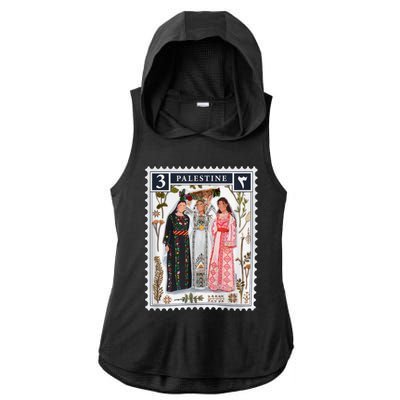 Palestine Stamp Retro Palestine Women Ladies PosiCharge Tri-Blend Wicking Draft Hoodie Tank