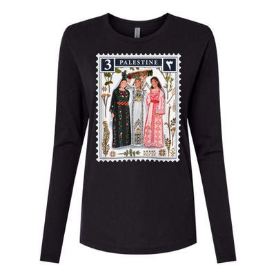 Palestine Stamp Retro Palestine Women Womens Cotton Relaxed Long Sleeve T-Shirt