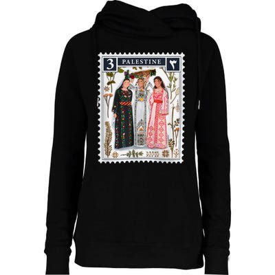 Palestine Stamp Retro Palestine Women Womens Funnel Neck Pullover Hood