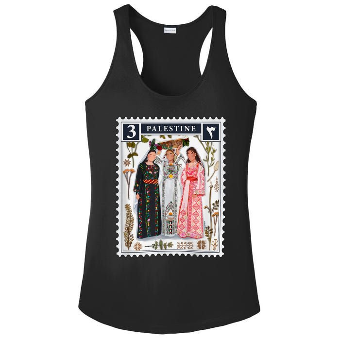 Palestine Stamp Retro Palestine Women Ladies PosiCharge Competitor Racerback Tank