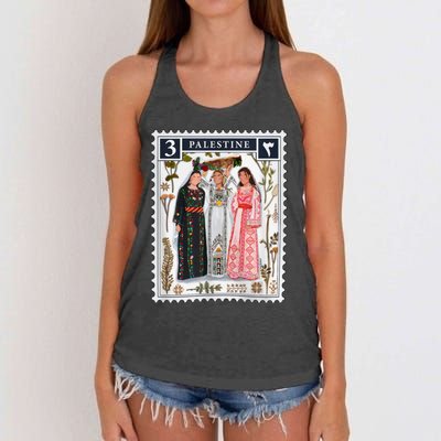 Palestine Stamp Retro Palestine Women Women's Knotted Racerback Tank