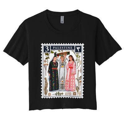 Palestine Stamp Retro Palestine Women Women's Crop Top Tee