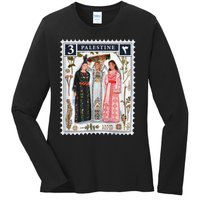 Palestine Stamp Retro Palestine Women Ladies Long Sleeve Shirt