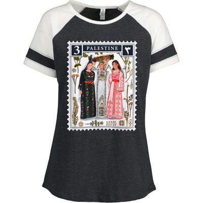 Palestine Stamp Retro Palestine Women Enza Ladies Jersey Colorblock Tee