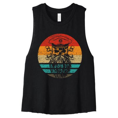 Pirate Skull Retro Style Vintage Women's Racerback Cropped Tank