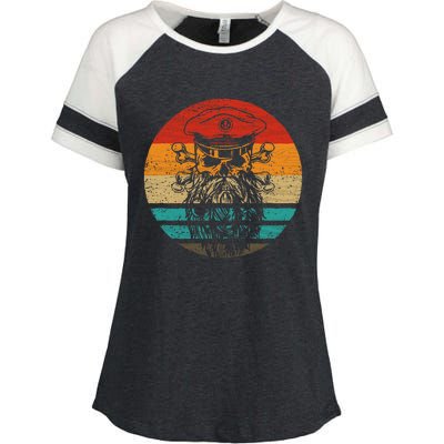 Pirate Skull Retro Style Vintage Enza Ladies Jersey Colorblock Tee