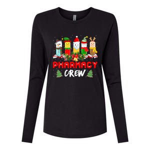 Pills Snow Reindeer Santa Claus Pharmacy Crew Christmas Gift Womens Cotton Relaxed Long Sleeve T-Shirt