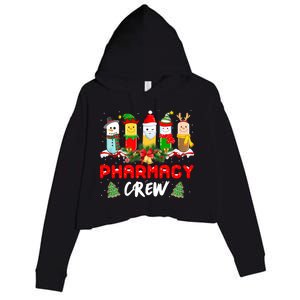 Pills Snow Reindeer Santa Claus Pharmacy Crew Christmas Gift Crop Fleece Hoodie