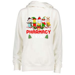 Pills Snow Reindeer Santa Claus Pharmacy Crew Christmas Gift Womens Funnel Neck Pullover Hood